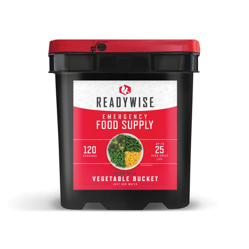 120 Serving Freeze Dried Vegetable Bucket on white background