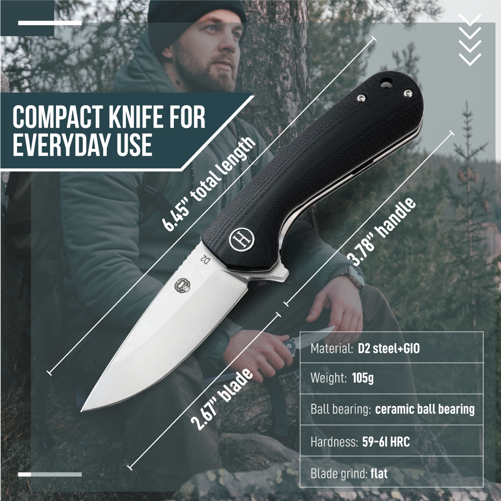 The Peasant Folding Pocket Knife Gift Set | Everyday Carry Tool | Silver & Black