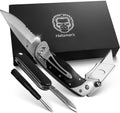 Folding knife with additional blades and tools on a white background, featuring the Holtzman's brand.
