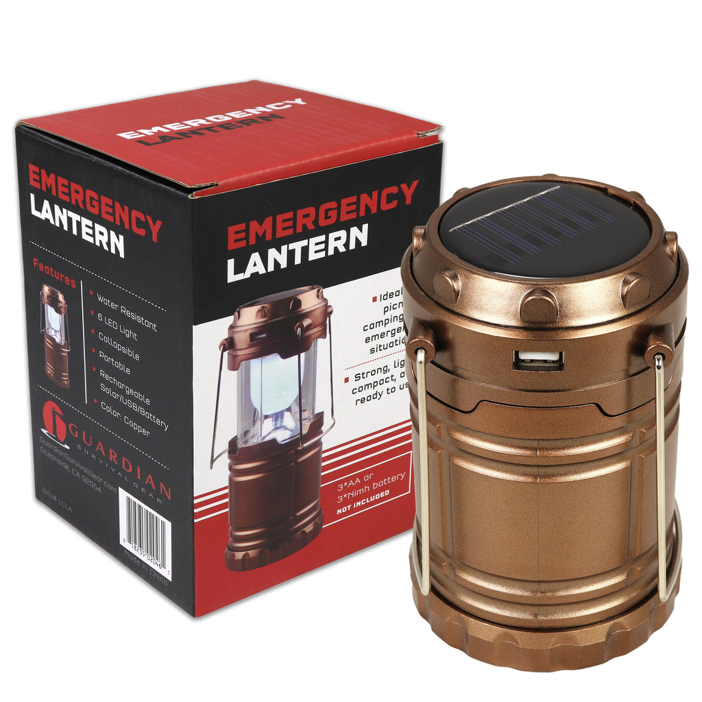 Bronze emergency lantern with packaging on a white background