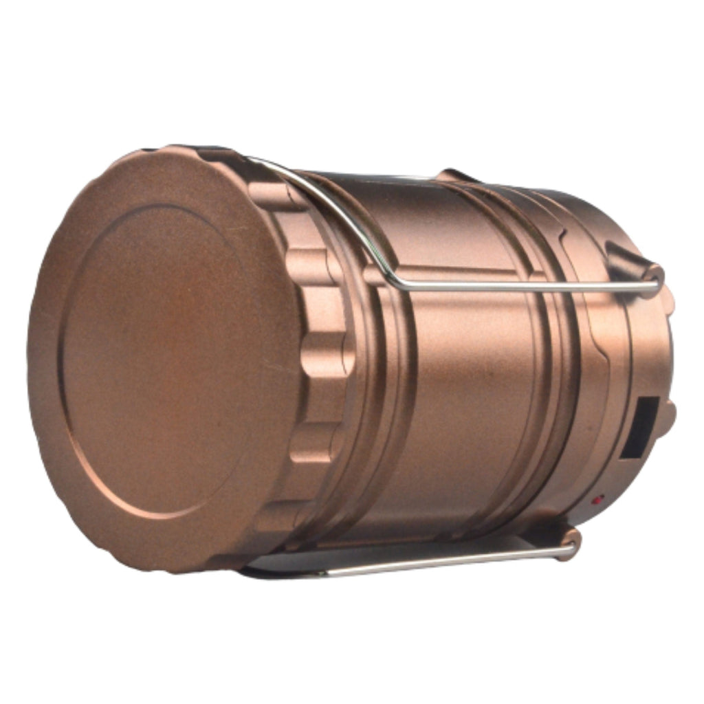 Copper-colored cylindrical object with a metallic finish on a white background