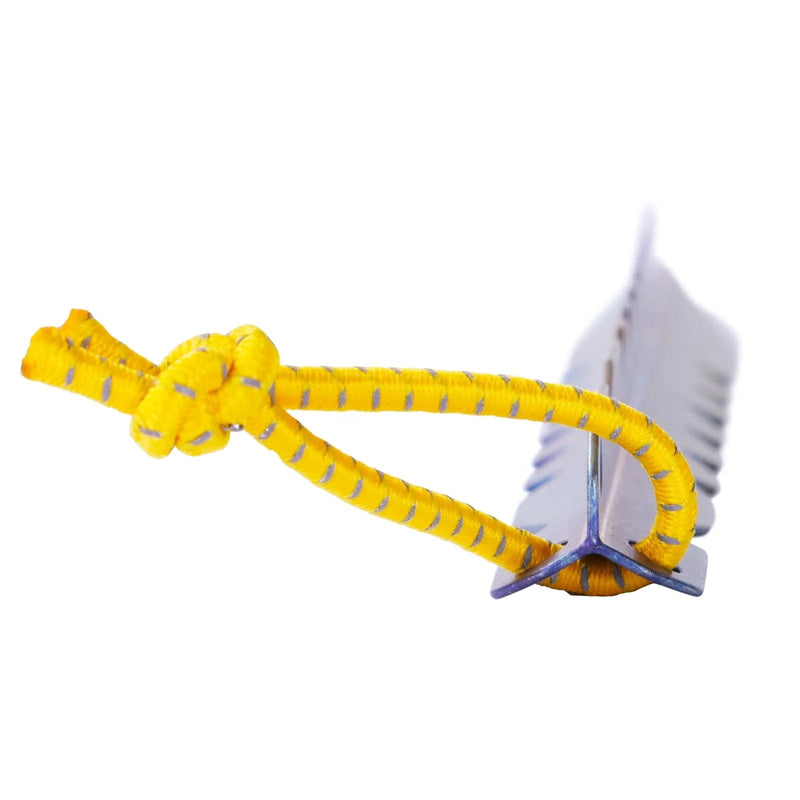 Yellow rope toy with a knot on a white background