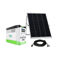 Solar power system with battery and panel on a white background