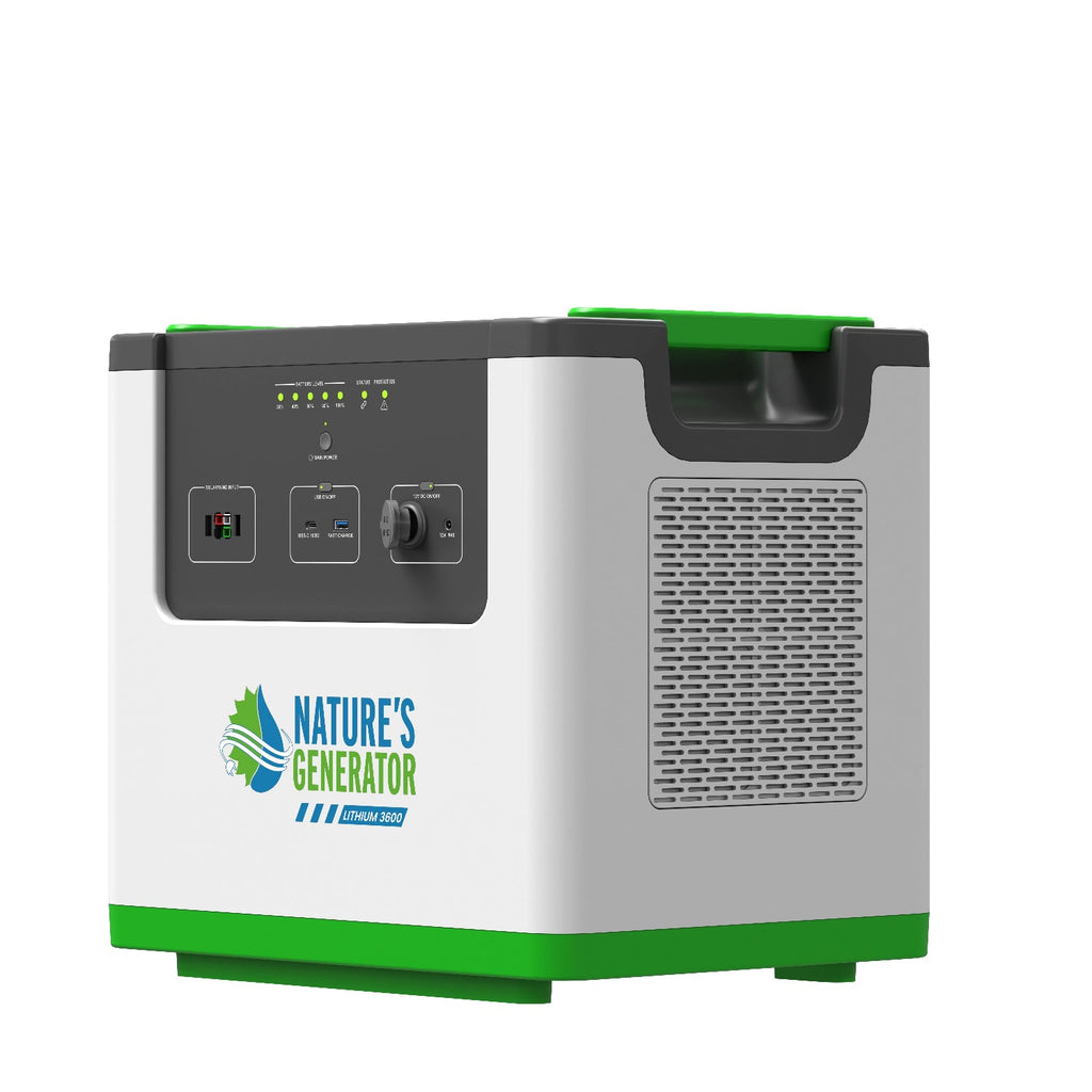 Portable power station with 'Nature's Generator' branding on a white background