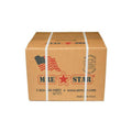Cardboard box with MRE Star branding on a white background