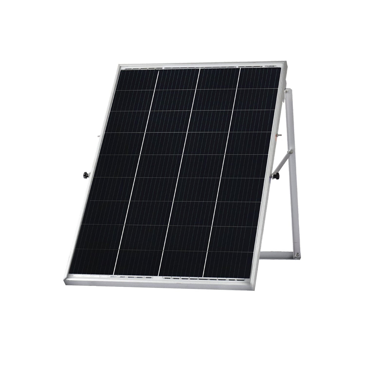 Solar panel on a stand against a white background
