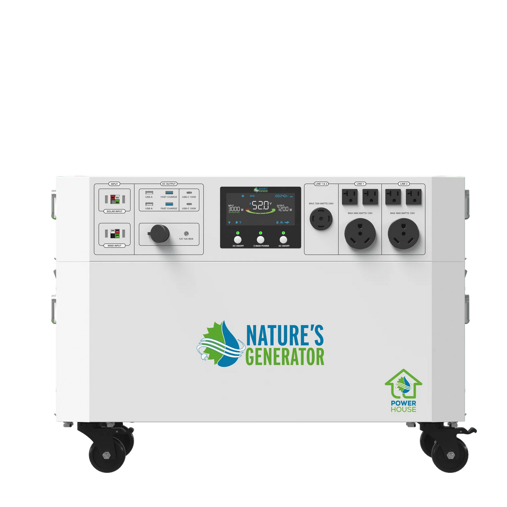 White power generator with 'Nature's Generator' logo on a white background