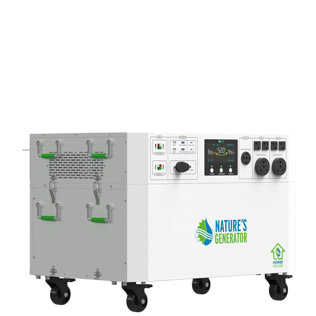 Portable power station with 'Nature's Generator' branding on a white background