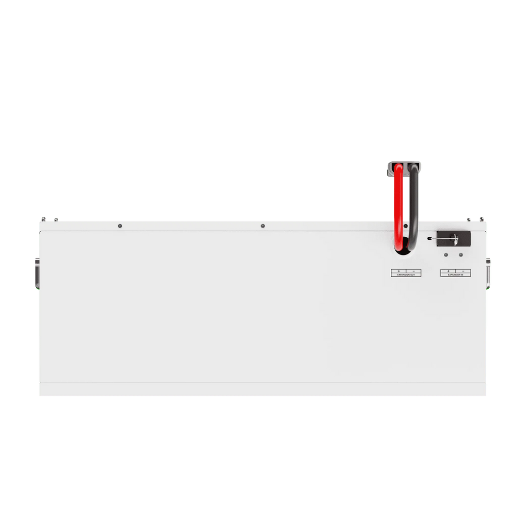 White electronic device with a red and black component on a white background