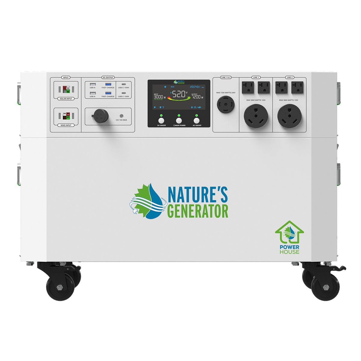 White power station with 'Nature's Generator' logo on a white background