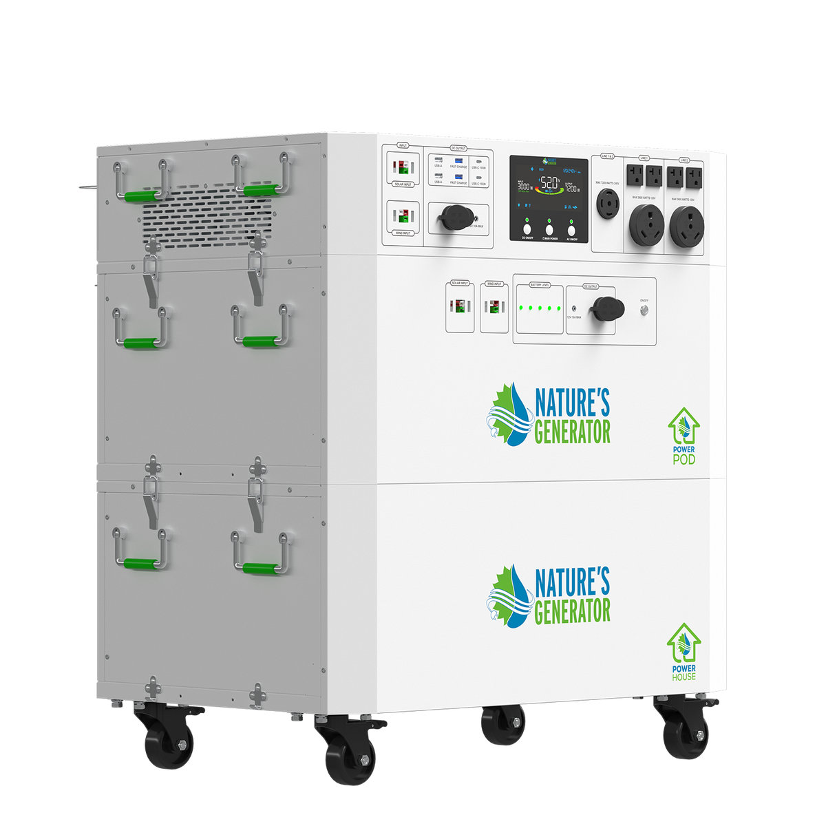 Portable power station with 'Nature's Generator' branding on a white background