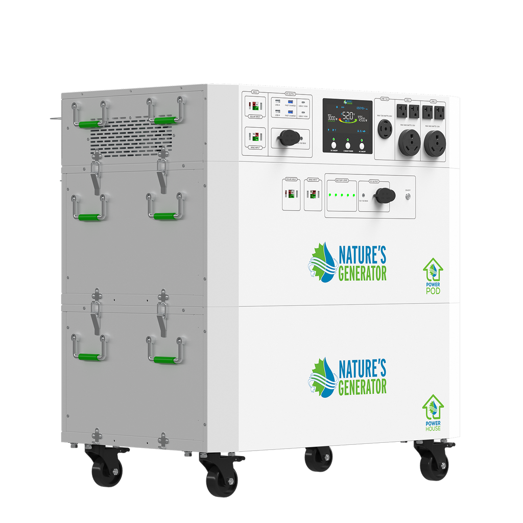 Portable power station with 'Nature's Generator' branding on a white background