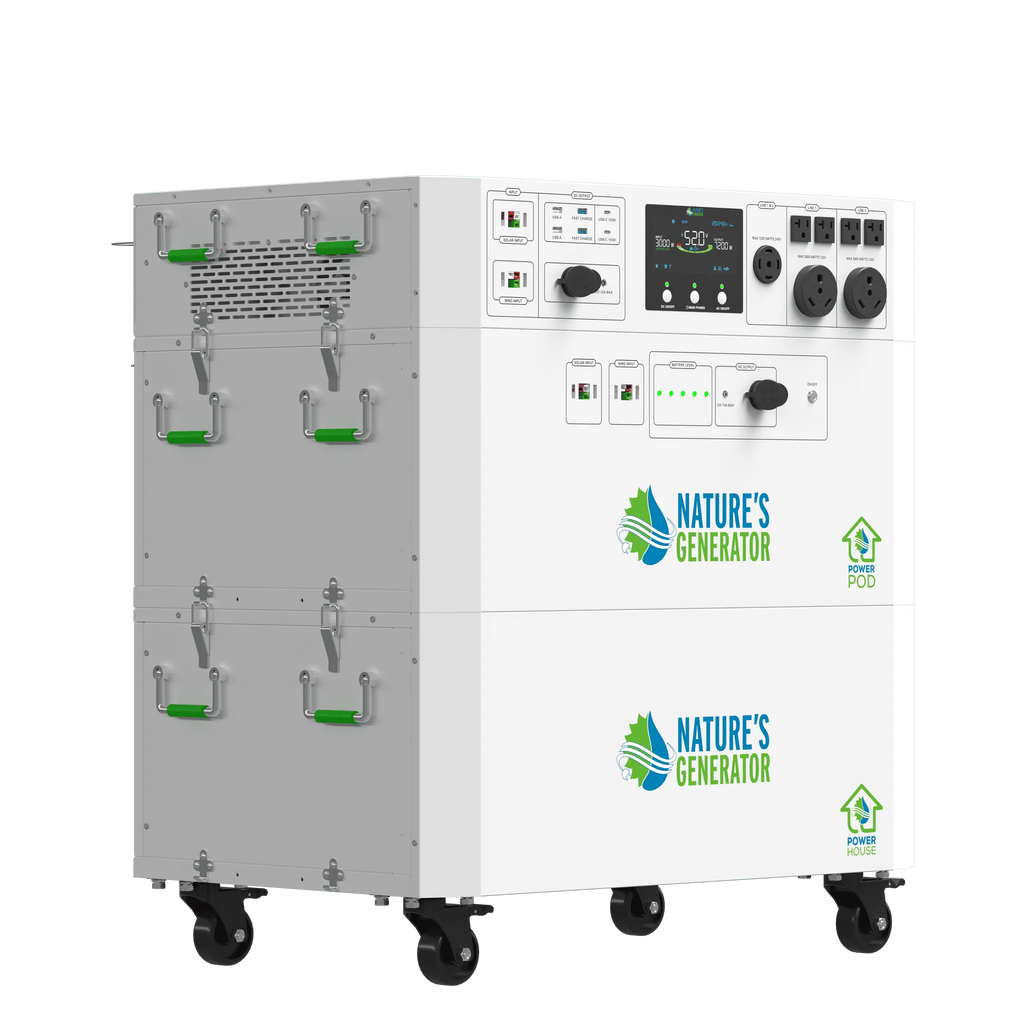Portable power station with 'Nature's Generator' branding on a white background