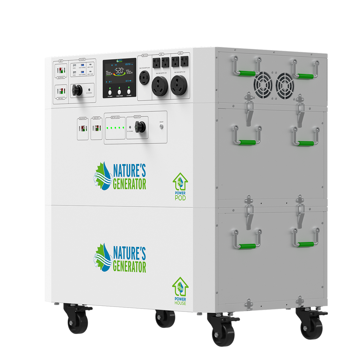 White industrial machine with 'Nature's Generator' branding on a white background