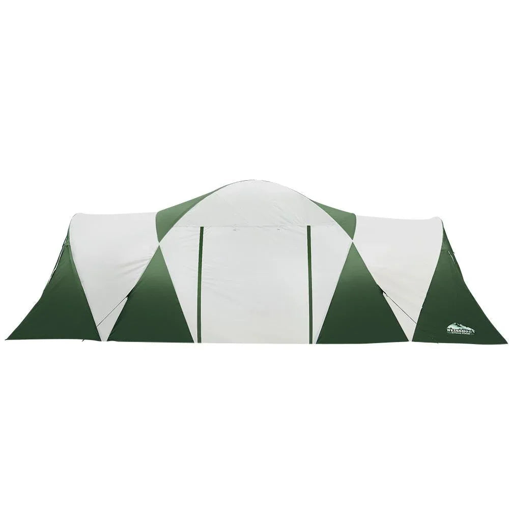 Green and white tent on a white background