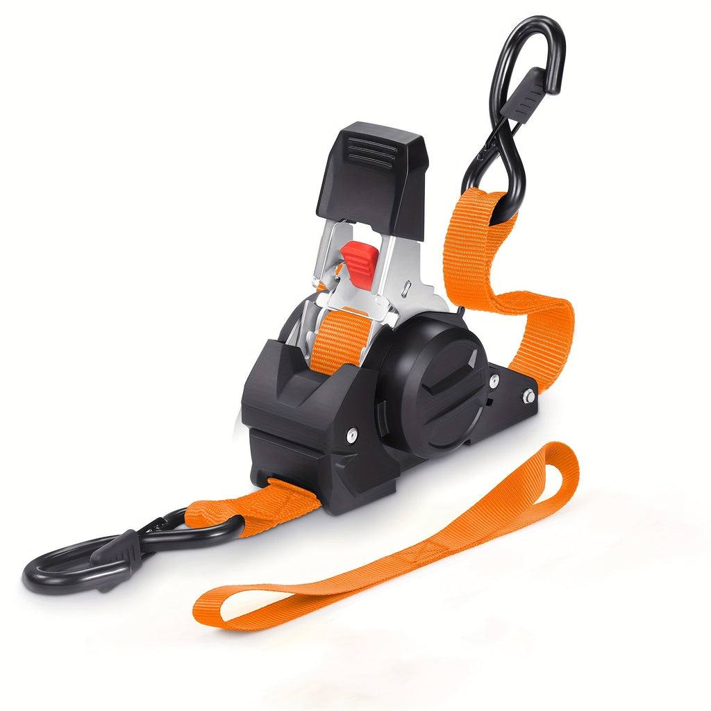 Black and orange strap tensioner with a strap on a white background