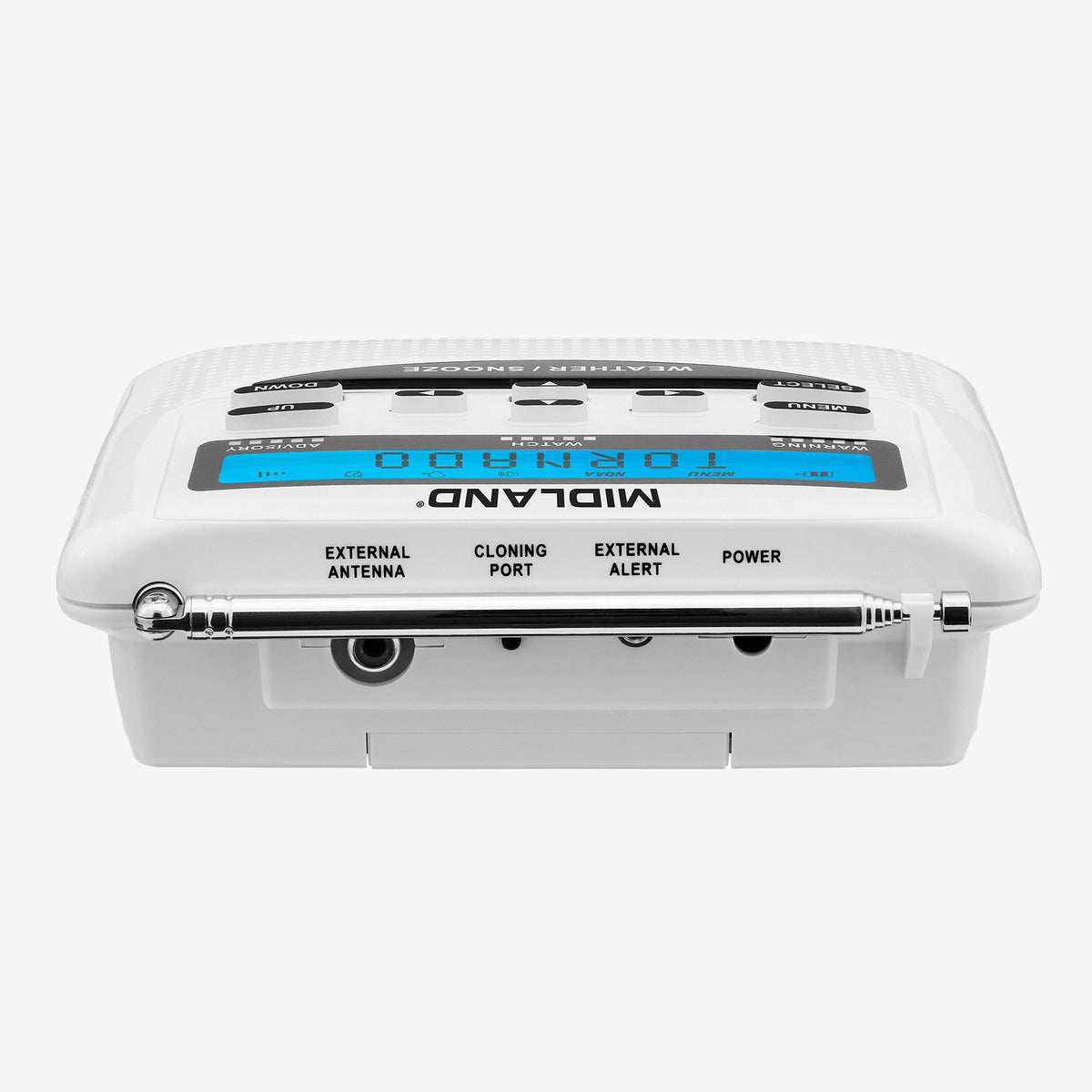 White electronic device with 'Mideland' branding on a white background