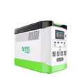 Green and white power station with digital display on a clear background