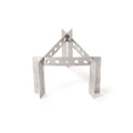Metal triangular stand on a white background