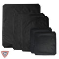 Set of black protective covers with a visible brand logo on a white background